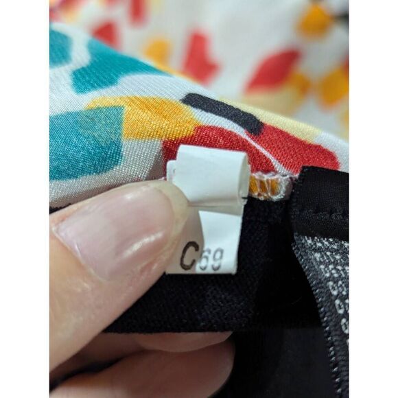 C'est City Women's Multi-Color Tie-Waist Black Knit Back Sleeveless Silk Top Siz - Picture 10 of 10